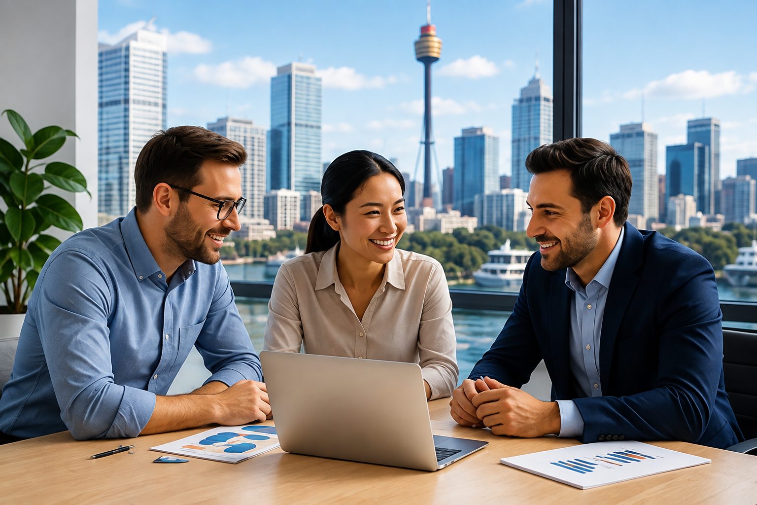 Sydney web design team discussing a business website project with a client
