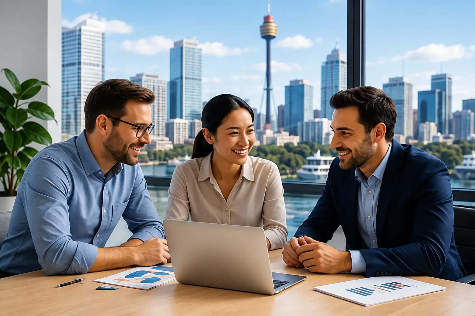 Sydney web design team discussing a business website project with a client