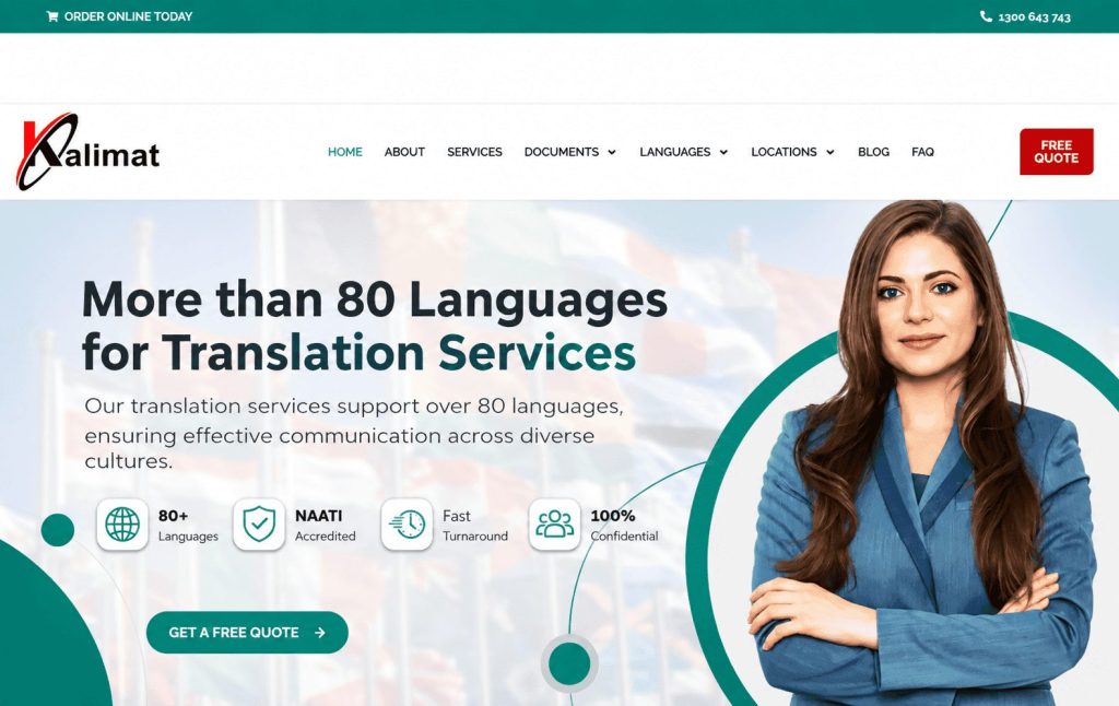 Kalimat Translation multilingual website design portfolio
