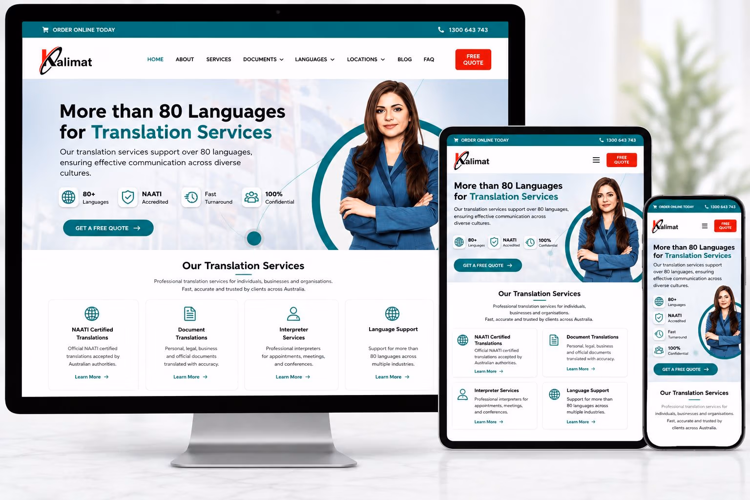 Kalimat Translation Website Mockup