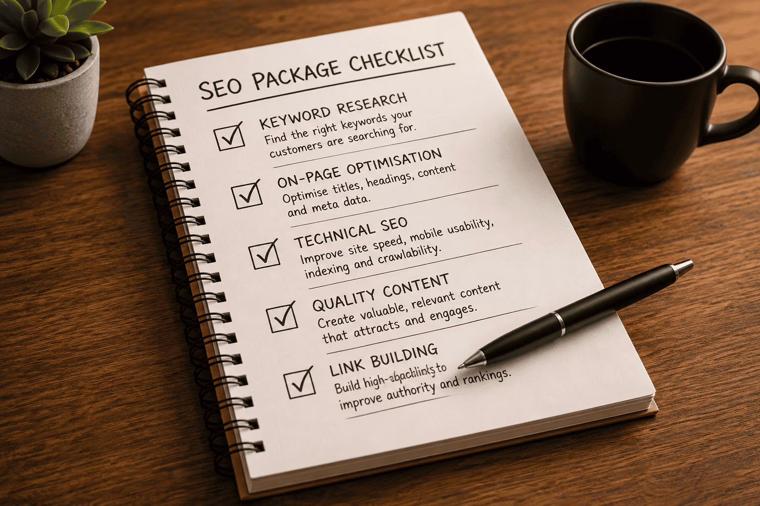 SEO package inclusions and optimisation checklist