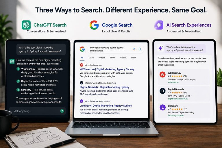 ChatGPT Google Search and AI search comparison for Australian businesses