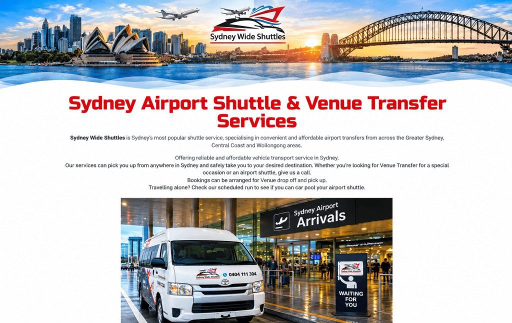 Sydney Wide Shuttles responsive website design portfolio