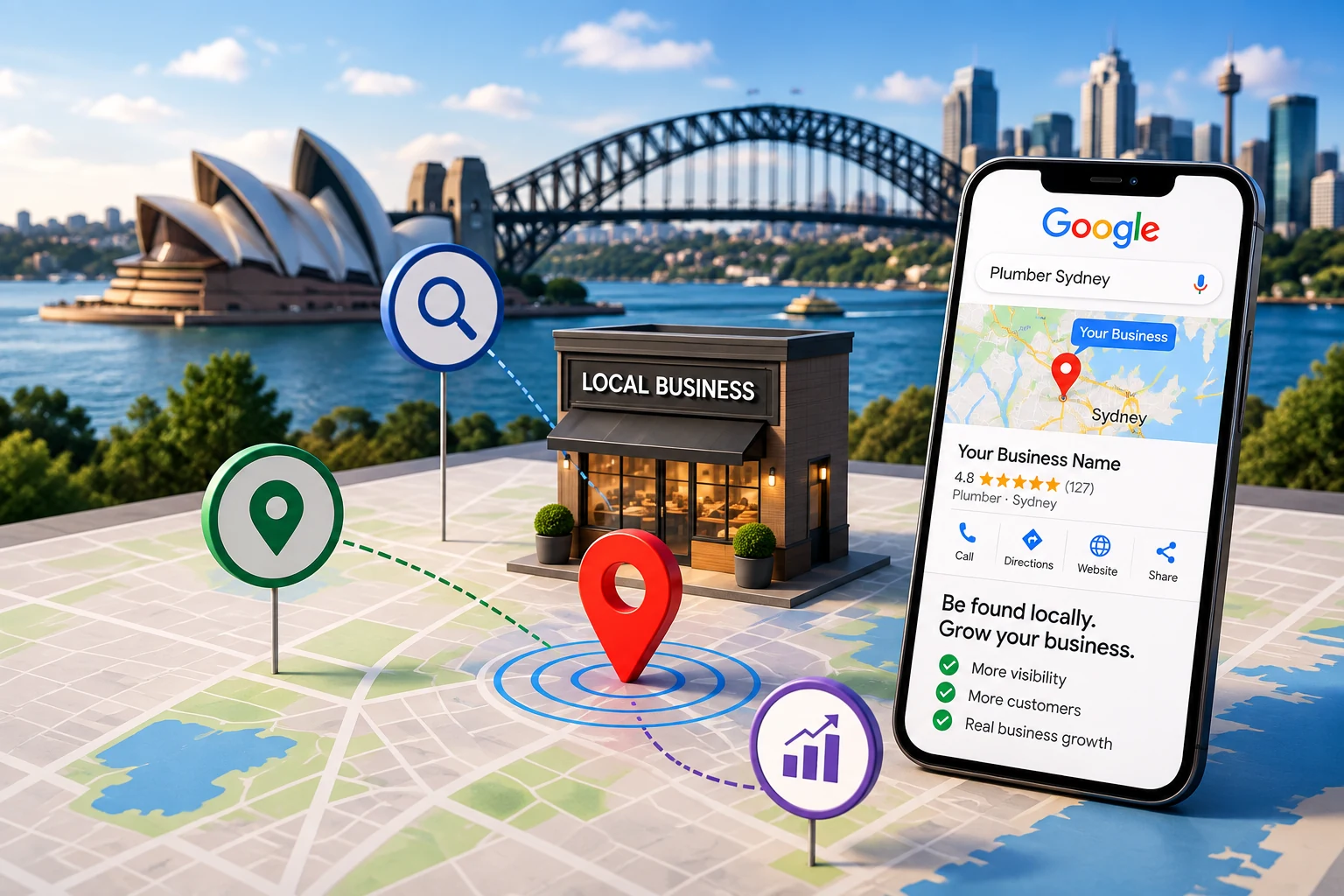 Google local search visibility factors for a Sydney business
