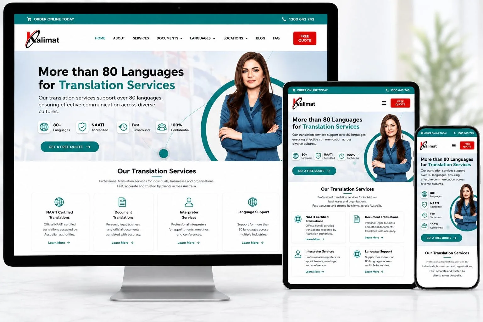 Kalimat Translation Services responsive website design