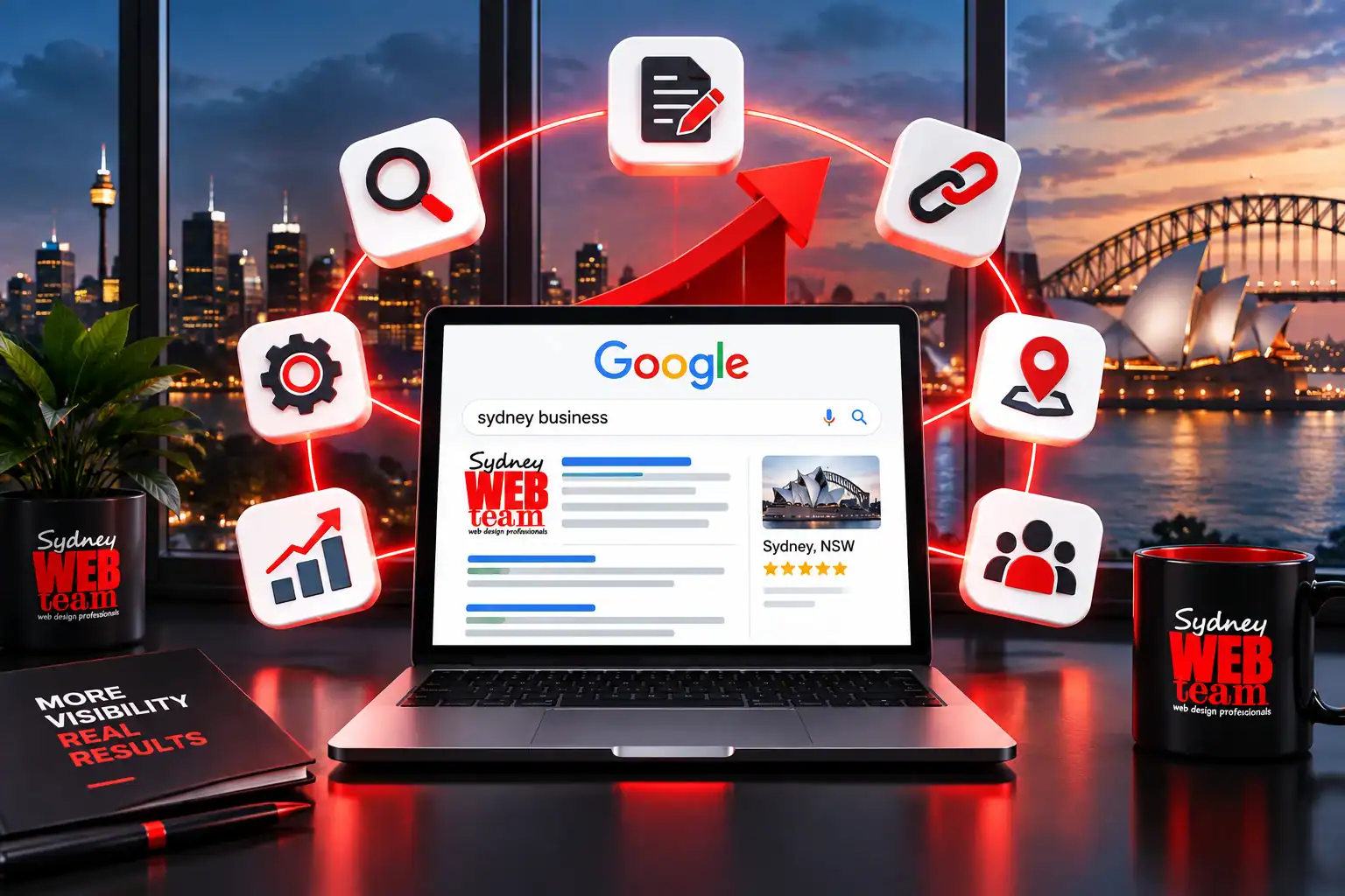 Google ranking signals including relevance, content quality, technical SEO, local relevance and website authority