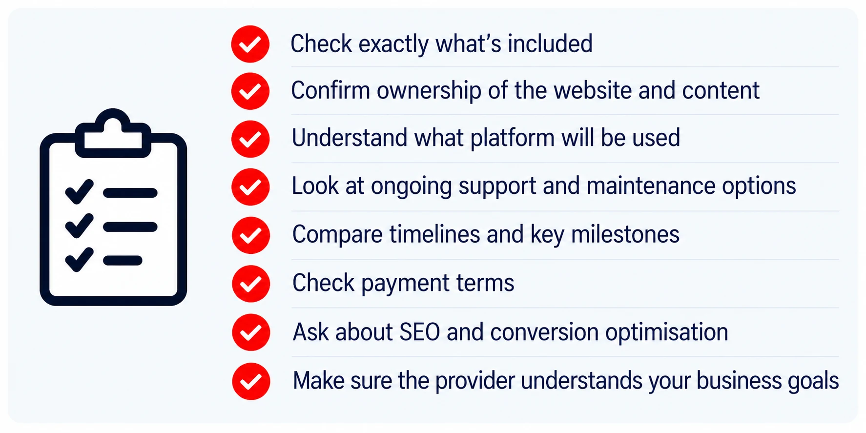 Checklist for comparing website design quotes in Australia