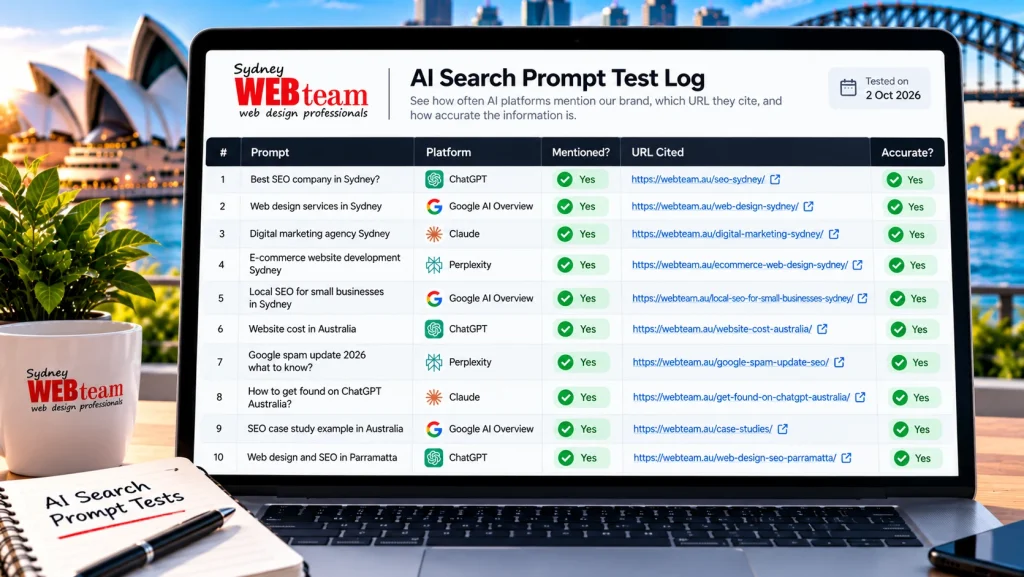 AI prompt test for a new website using Google AI and ChatGPT in Australia