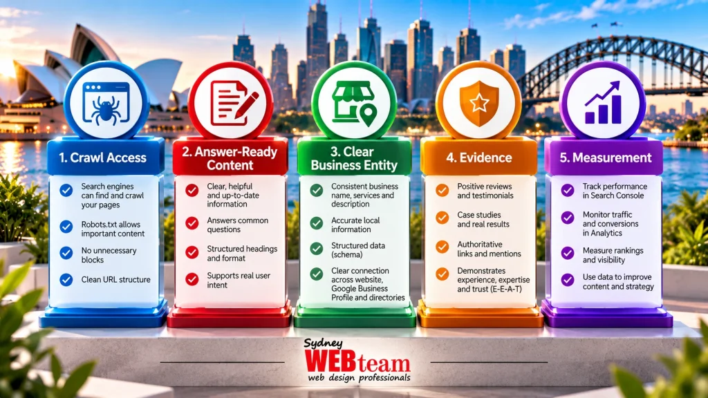 AI search and GEO readiness checklist for a new website in Australia