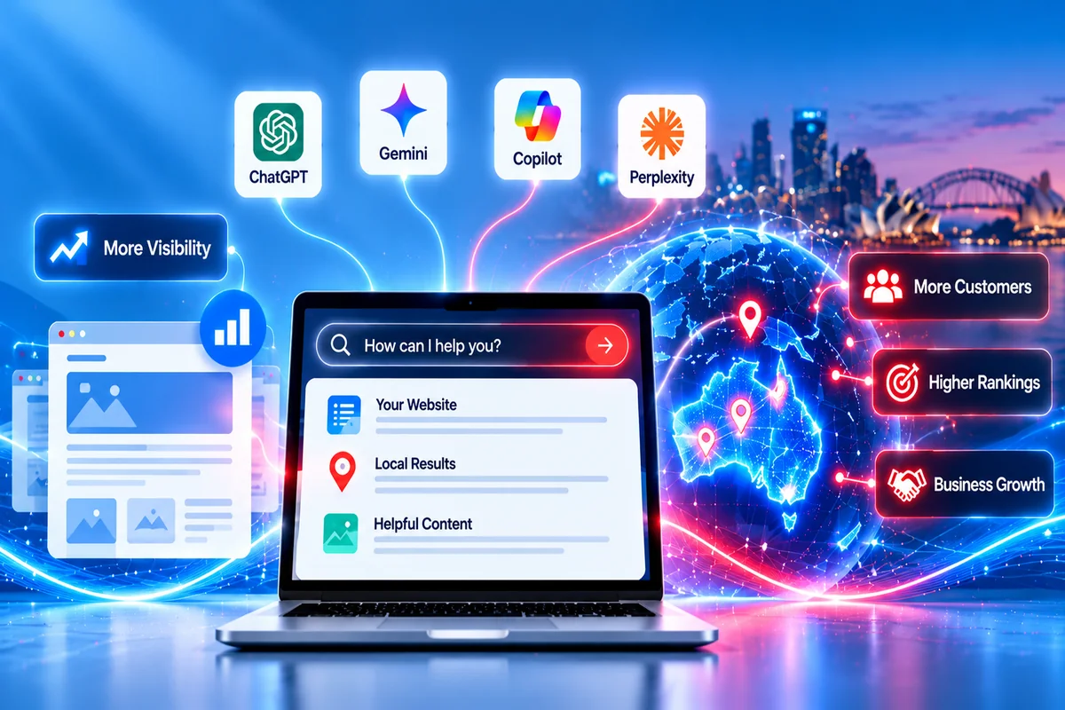 AI search prompt mapping and GEO optimisation showing AI platforms, website content, local search visibility and business growth opportunities.
