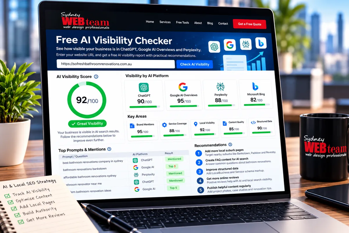 AI visibility report showing how a Canterbury-Bankstown business appears in AI search