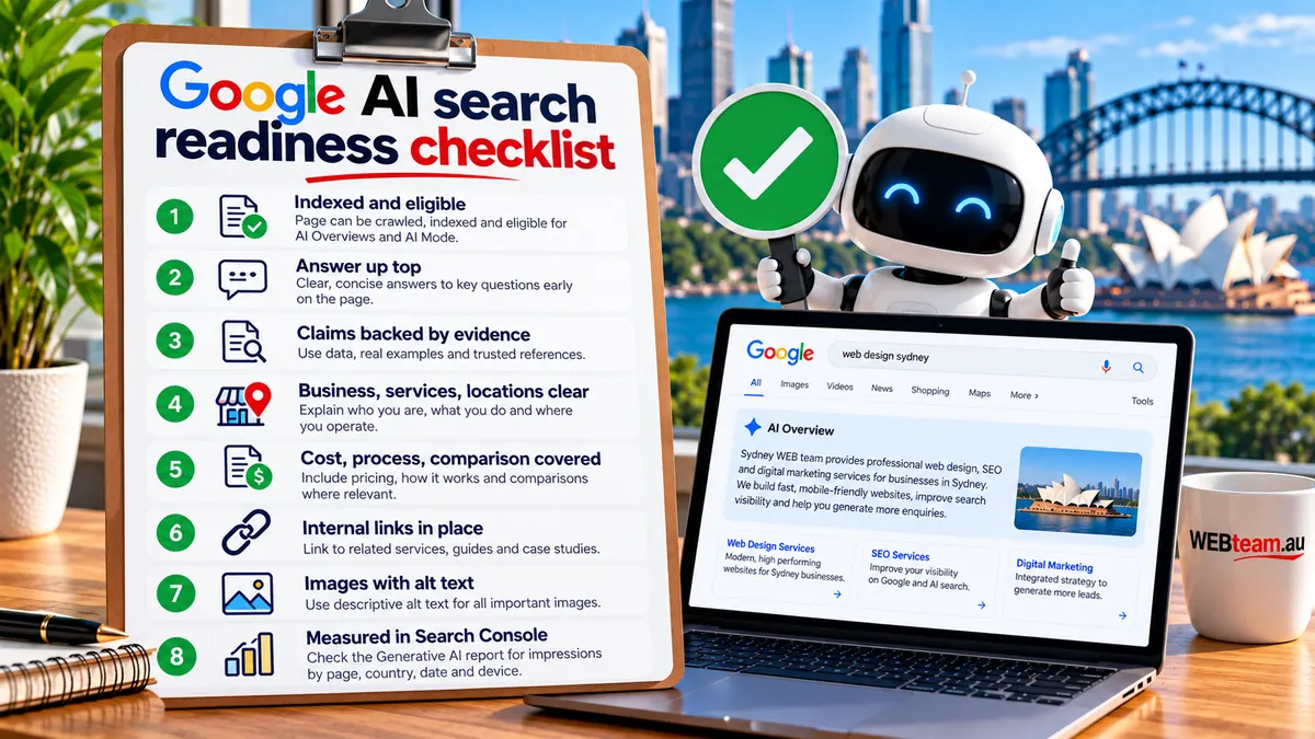 Readiness checklist for service pages and guides before publishing