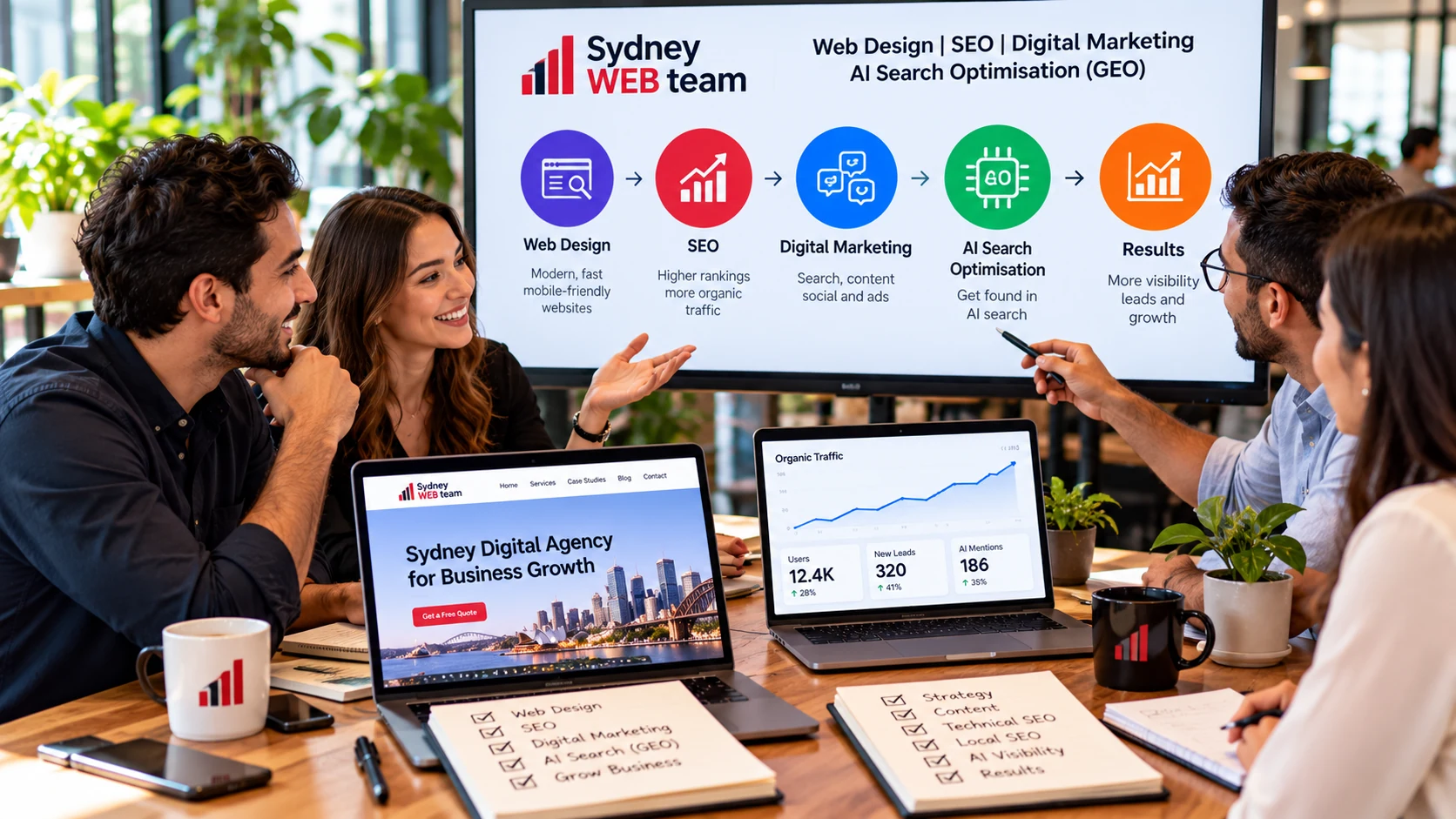 AI search assistant recommending a local Inner West Sydney business with cited sources