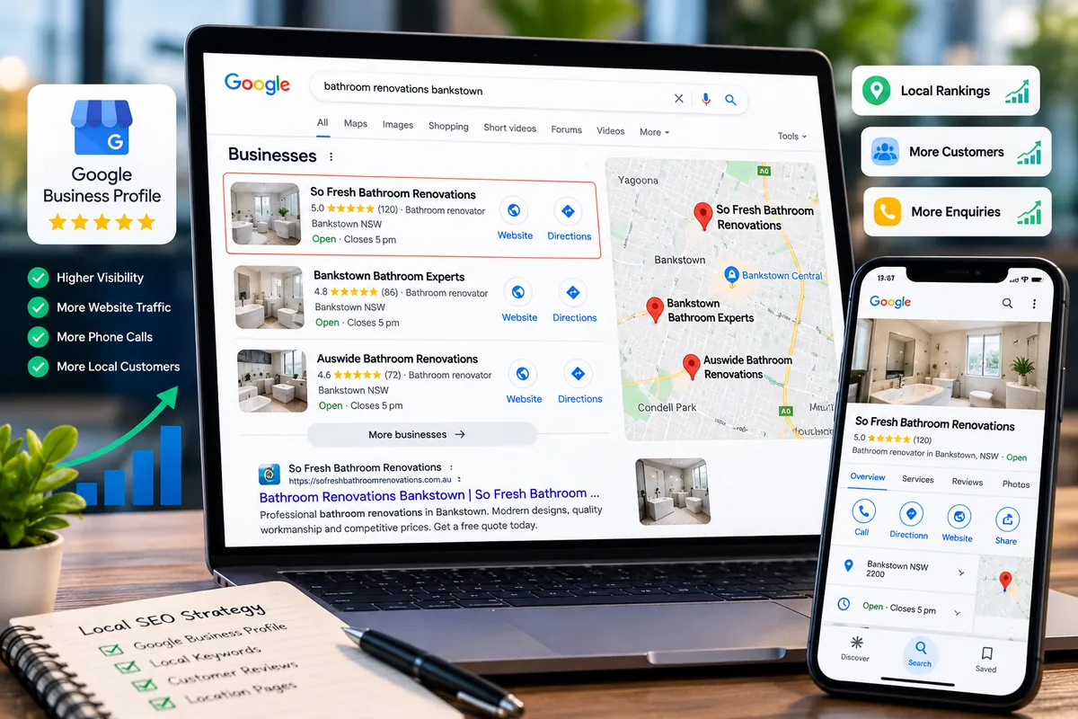 Example Google Maps local results for a Canterbury-Bankstown business