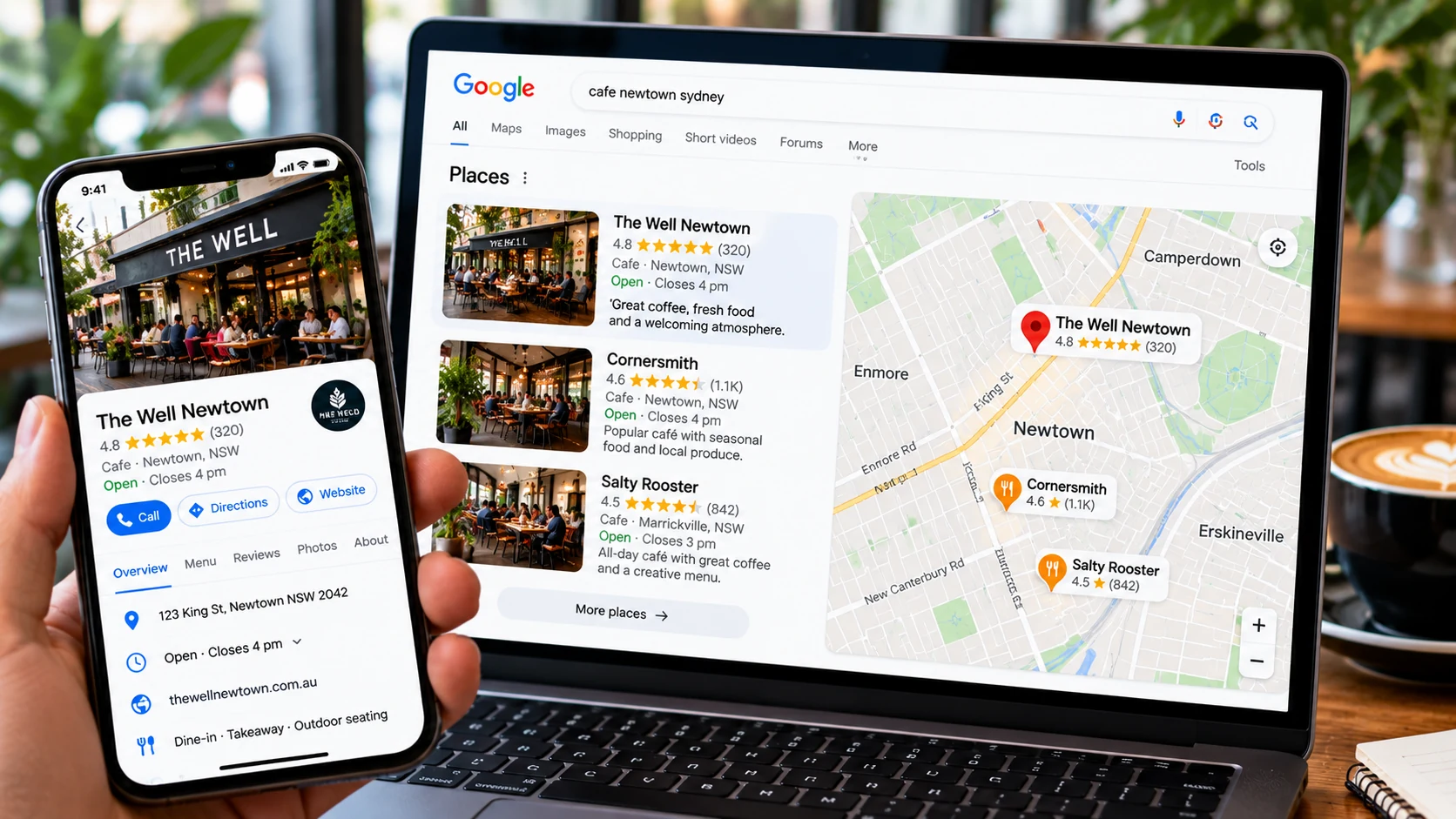 Google Business Profile and local search results for an Inner West business