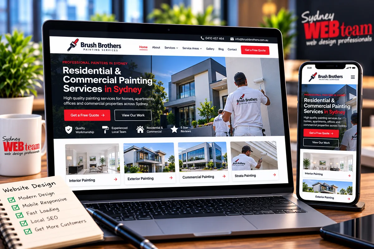 Responsive website design for a Canterbury-Bankstown business on laptop and phone