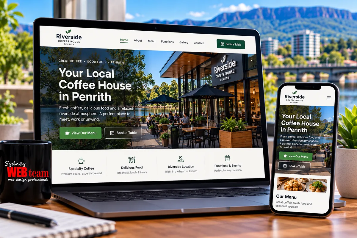 Responsive website design for a Penrith business on laptop and phone